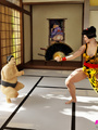 Curvy Asian babe gets two sumo wrestlers - Picture 1