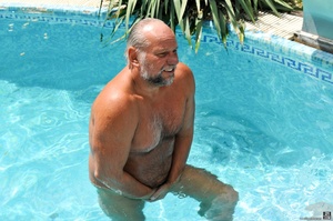 Old grandpa had a hard on while swimming and drilled his brunette granddaughter's pussy - XXXonXXX - Pic 4