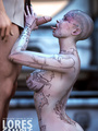 Tattooed bald 3d girl blowing lad in - Picture 1