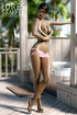 Ebony toon beauty posing in pink bikini and sunglasses and nude