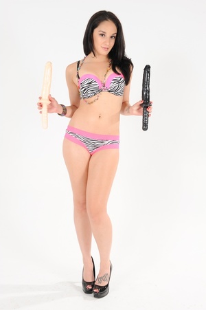 Black haired girl with dildos slowly tak - Picture 12