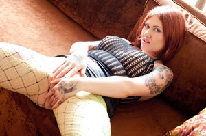 Thick redhead bombshell bends over on th - Picture 4