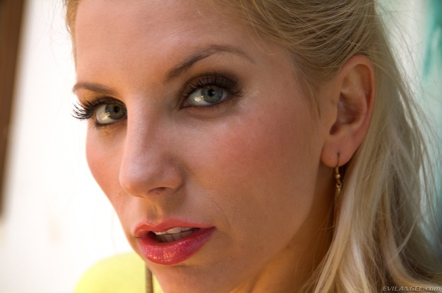 Blue eyed blondie in red shows her round as - XXX Dessert - Picture 12