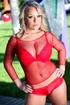 glamorous blonde chick red