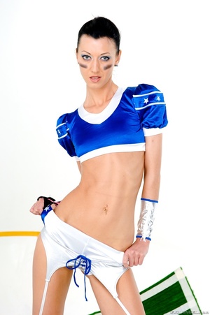 Sexy brunette in football uniform and he - XXX Dessert - Picture 6