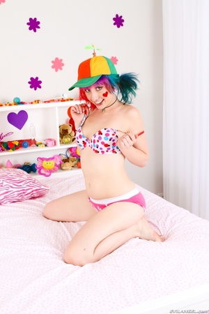Playful young lesbians in colorful outfi - XXX Dessert - Picture 3