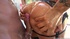 Wild tattooed babe heavily oils her entire body and rubs all over guy's