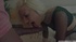 Skinny blonde in black stockings and heels slowly gets huge cock in her