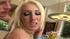 Blue-eyed blonde and brown-eyed brunette nymphos have threesome in living-room