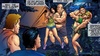 Busty girls with voluptuous bodies are manhandled at a campground at night.