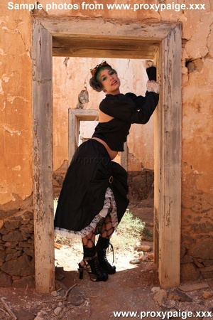 Green-haired girl in black outfit and fishnet stockings fisting her own pooper outdoors - XXXonXXX - Pic 15
