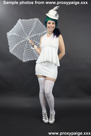 Teen cutie in white suit, hat, stockings and umbrella playing with her asshole prolapse - XXXonXXX - Pic 7