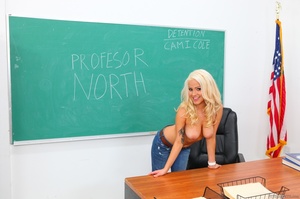 Foxy blonde teases her hunk teacher as s - Picture 2