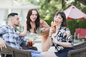 Couple enjoys a refreshing drink outdoor - XXX Dessert - Picture 11