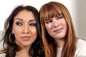 Baby-faced redhead posing next to her Latina girlfriend - XXXonXXX - Pic 14