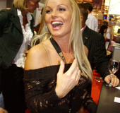 This older blonde gets dressed up and takes photos with her fans