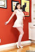 Busty brunette in white stockings and black haired beauty in white socks