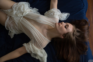 Redhead in a sheer white nightgown sensu - XXX Dessert - Picture 11