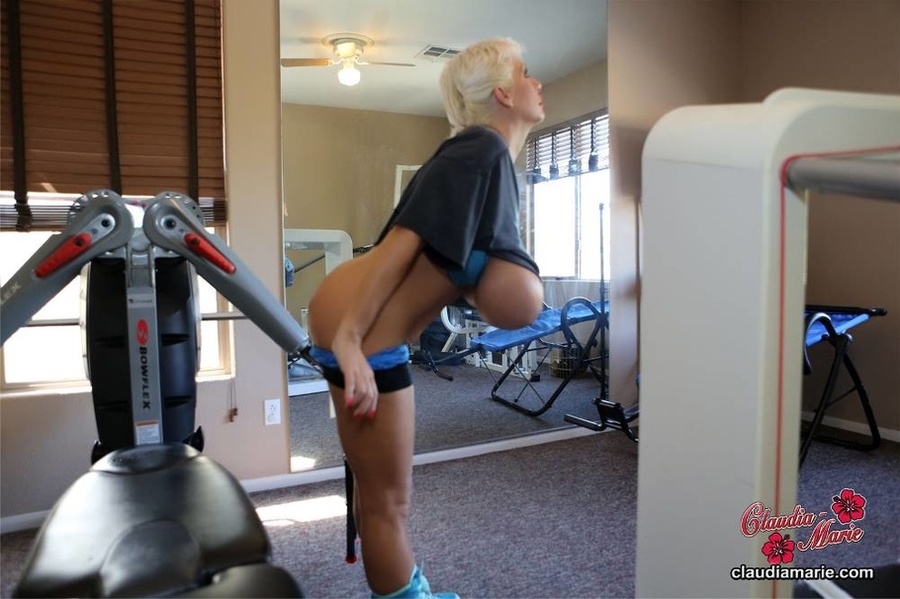 Gym workout featuring a blue top fat-ass ol - XXX Dessert - Picture 8
