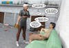 On a green sofa, a big-assed chick rubs her fishnet-covered pussy on a