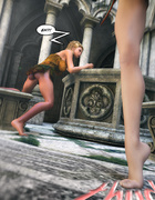 Playful raven haired fairy saves a blonde teen warrior from boredom