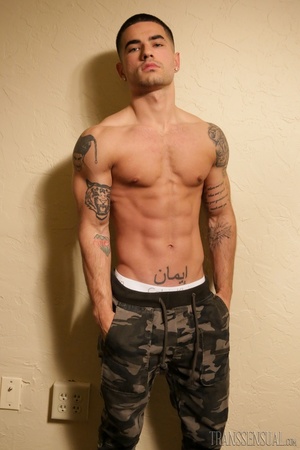 Hot guy in a camo pants gets naked to show his amazing package - Picture 5