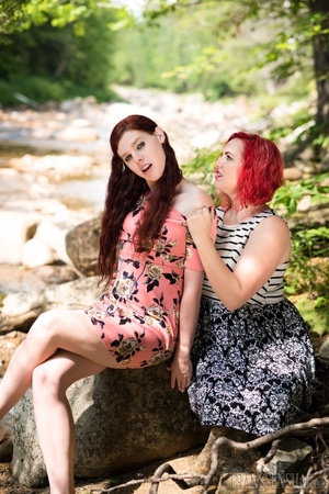 Lovely redhead and brunette angels takes a trip for some outdoor fun - Picture 5