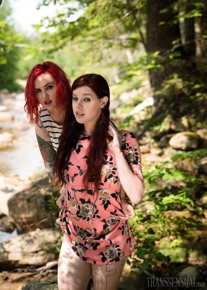 Lovely redhead and brunette angels takes a trip for some outdoor fun - Picture 13