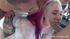 Fat-ass blonde with colorful tattoos getting double penetrated