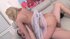 Cute blonde plays with a dildo and gets drilled hard on the sofa.
