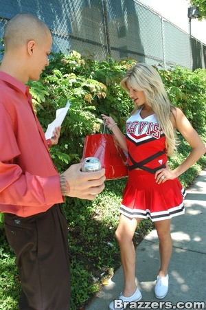 Beautiful blonde cheerleader wearing sexy, red uniform gets fucked by her professor - Picture 6