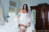 fishnets-wearing brunette bride gets