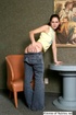 admirable brunette wearing jeans