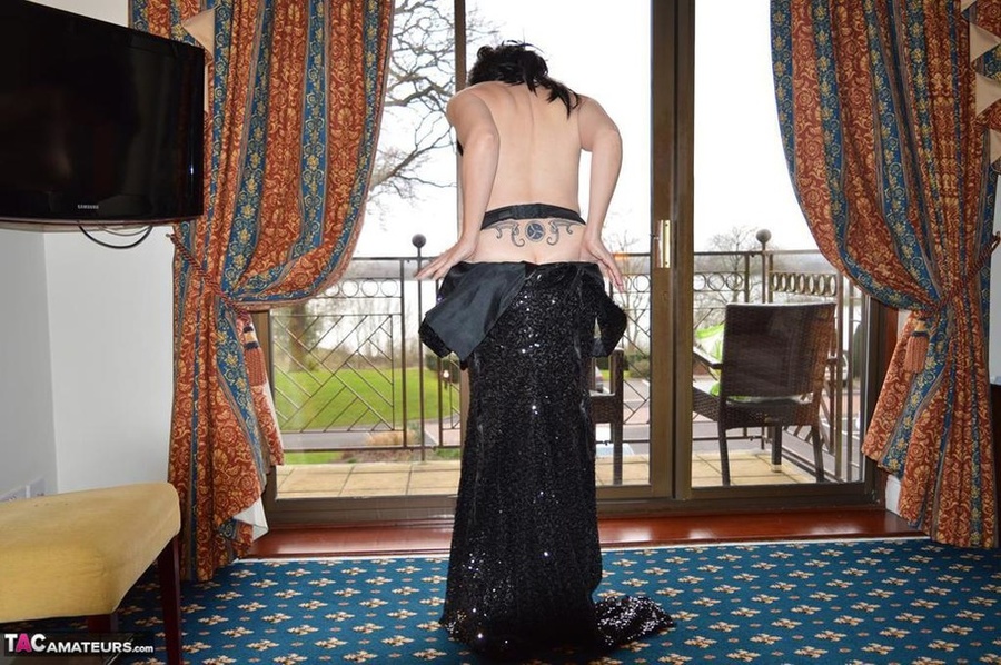 Slutty milf takes off her dress to show her pussy to the camera - XXXonXXX - Pic 16