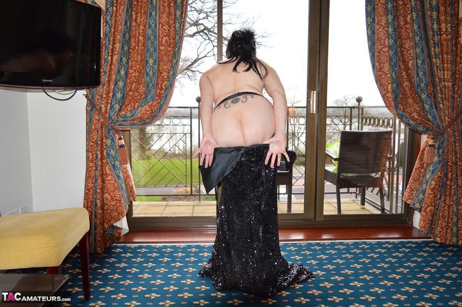 Slutty milf takes off her dress to show her pussy to the camera - XXXonXXX - Pic 17