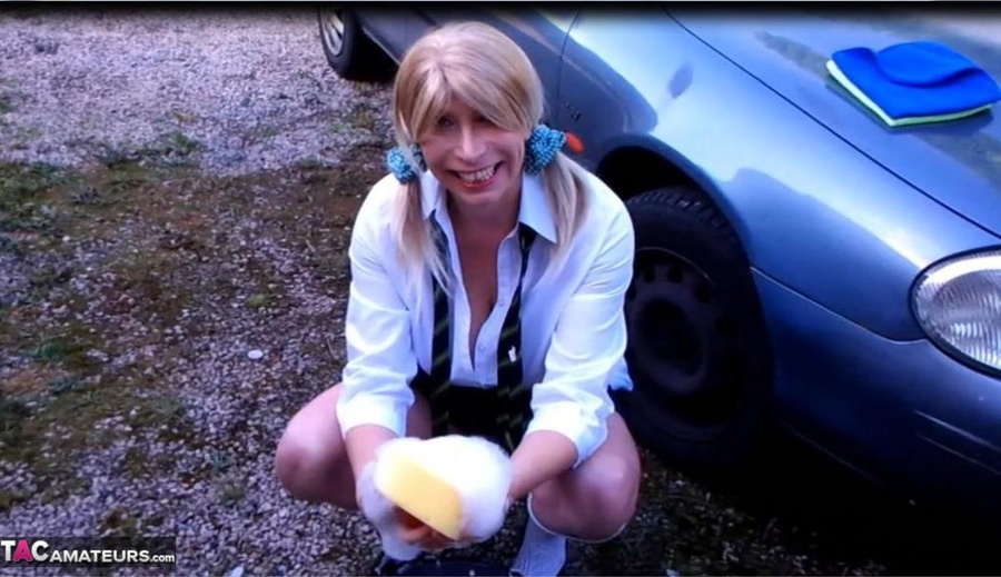 Blonde cougar with huge tits is seen getting a facial after sucking cock - XXXonXXX - Pic 10
