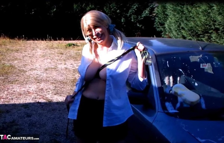 Blonde cougar with huge tits is seen getting a facial after sucking cock - XXXonXXX - Pic 20
