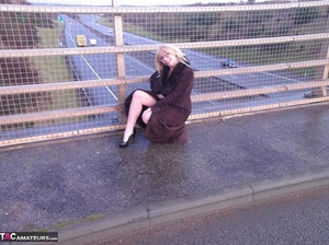 Hot blonde slut shows her bare ass and big tits on an empty highway - XXXonXXX - Pic 15
