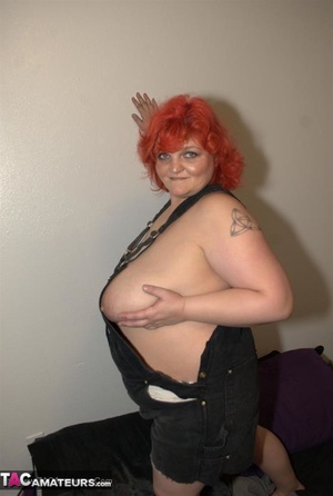 Redhead fatty rakes off all of her clothes to expose massive tits and large butt - XXXonXXX - Pic 20