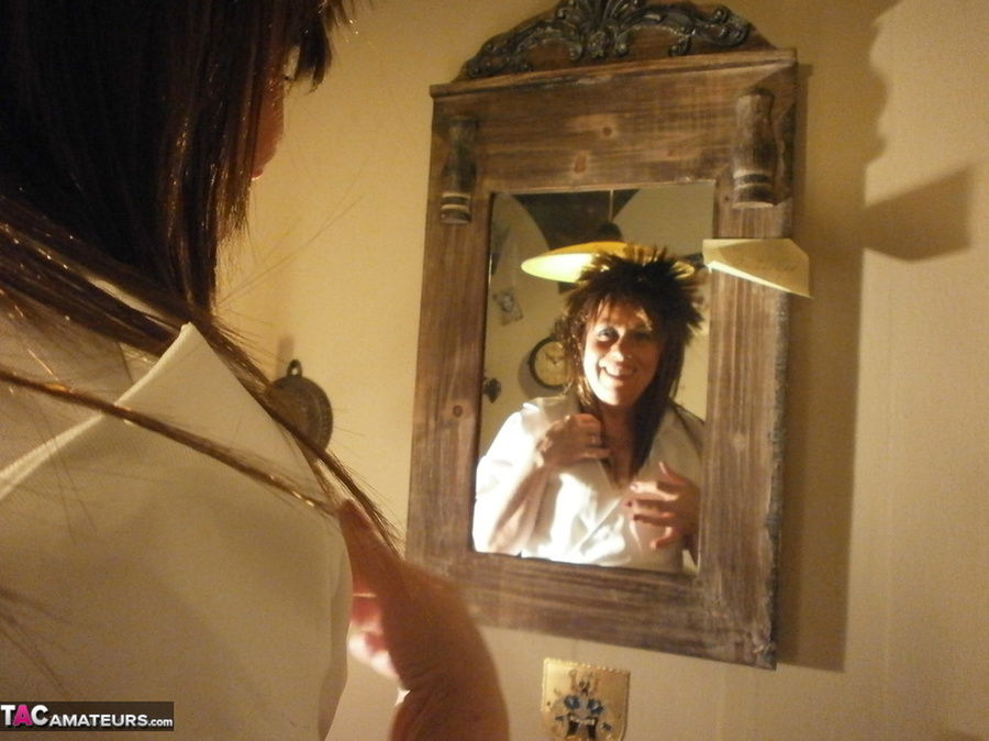 Naughty mature nurse touches her big boobs and shows her fanni to the cam - XXXonXXX - Pic 13