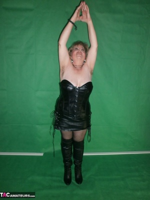 Big titted blonde milf is wearing sexy dark lingerie while masturbating - XXXonXXX - Pic 8