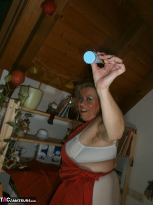 Horny blonde milf fucks her gaping snatch with a cucumber and other stuff - XXXonXXX - Pic 4