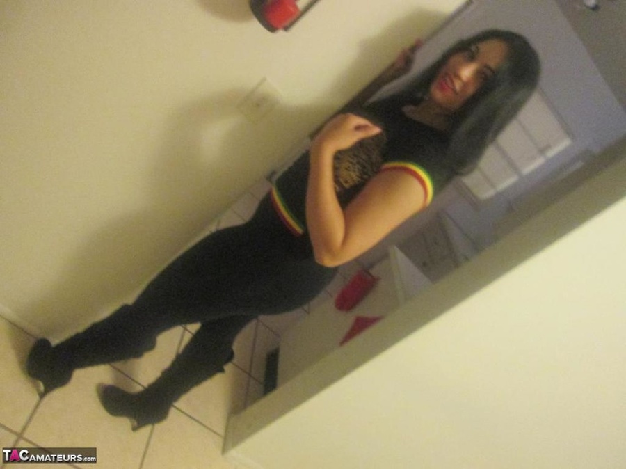 Alluring Latin vixen shows her amazing ass to the camera and plays with massive breasts - XXXonXXX - Pic 2