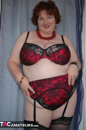 BBW poses in sexy underwear which makes her massive tits look even bigger - XXXonXXX - Pic 2