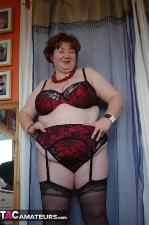 BBW poses in sexy underwear which makes her massive tits look even bigger - Picture 4