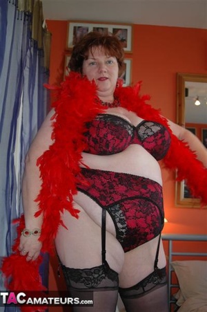 BBW poses in sexy underwear which makes her massive tits look even bigger - Picture 8