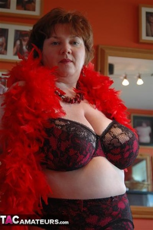 BBW poses in sexy underwear which makes her massive tits look even bigger - Picture 9