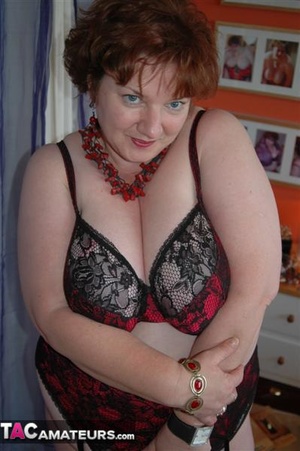 BBW poses in sexy underwear which makes her massive tits look even bigger - Picture 10