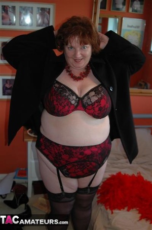 BBW poses in sexy underwear which makes her massive tits look even bigger - Picture 14