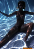 Dark haired stunner with perky tits and hairy muff takes a bath naked